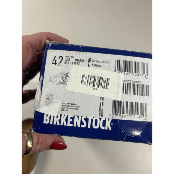 Birkenstock Ibiza White / Blue Leather Sandals Sz 11 Narrow New With Box - Picture 6 of 6
